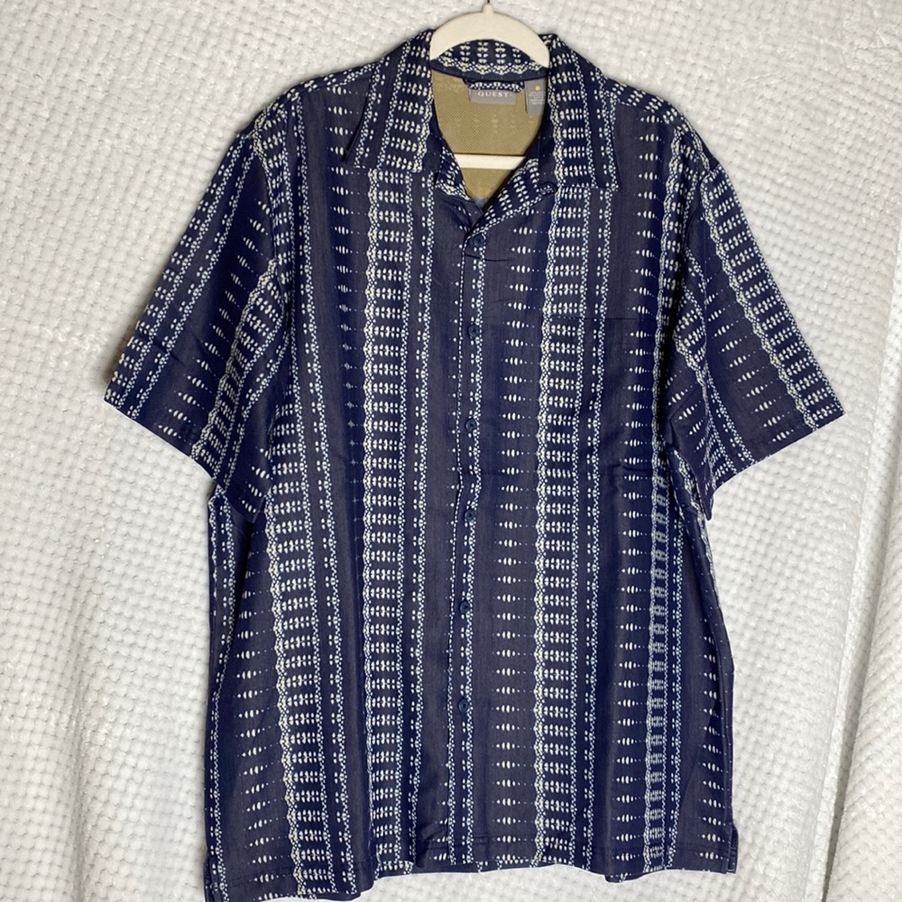 Quest mens button down shirt boho style print